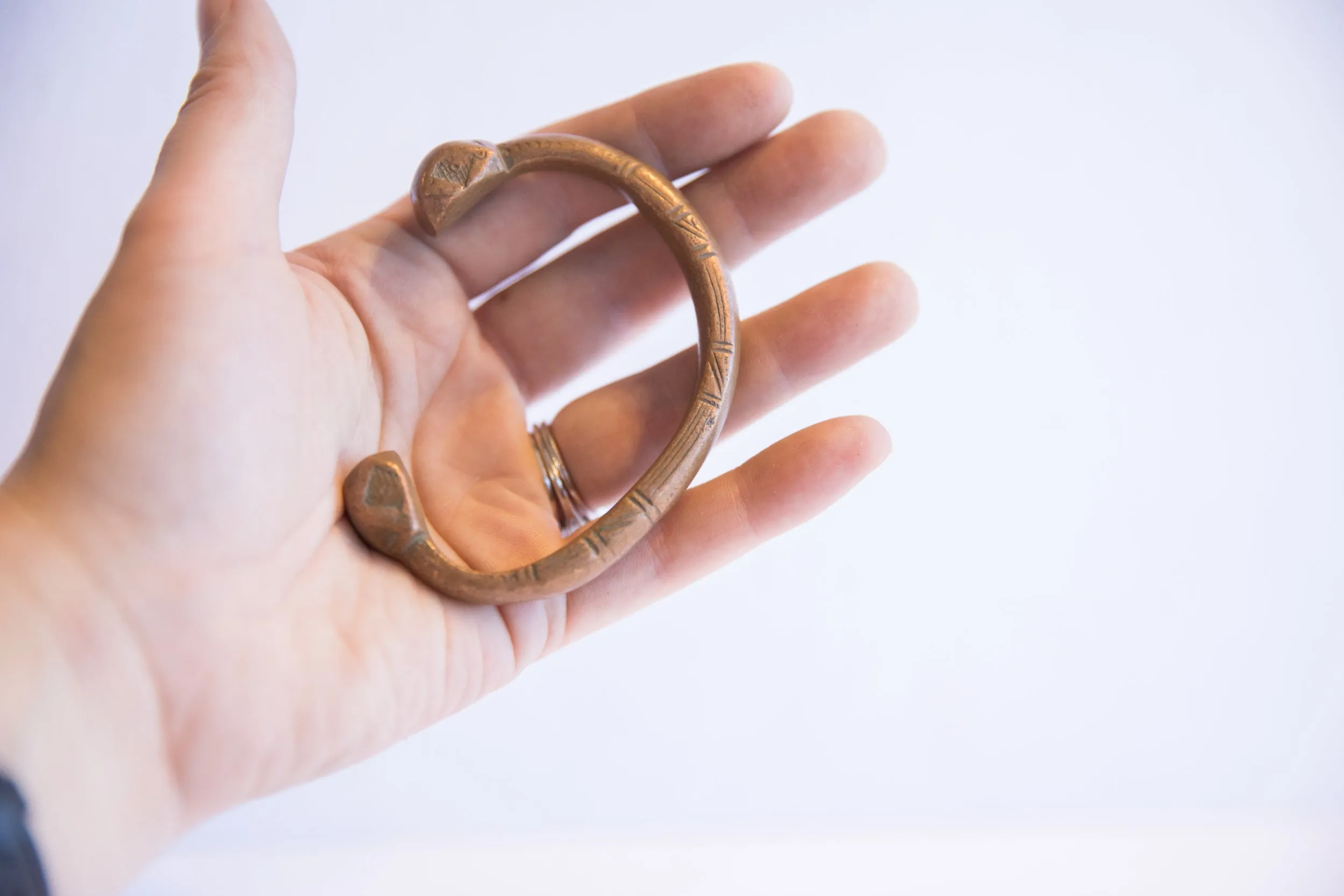 Antique African Copper Snake Cuff Bracelet