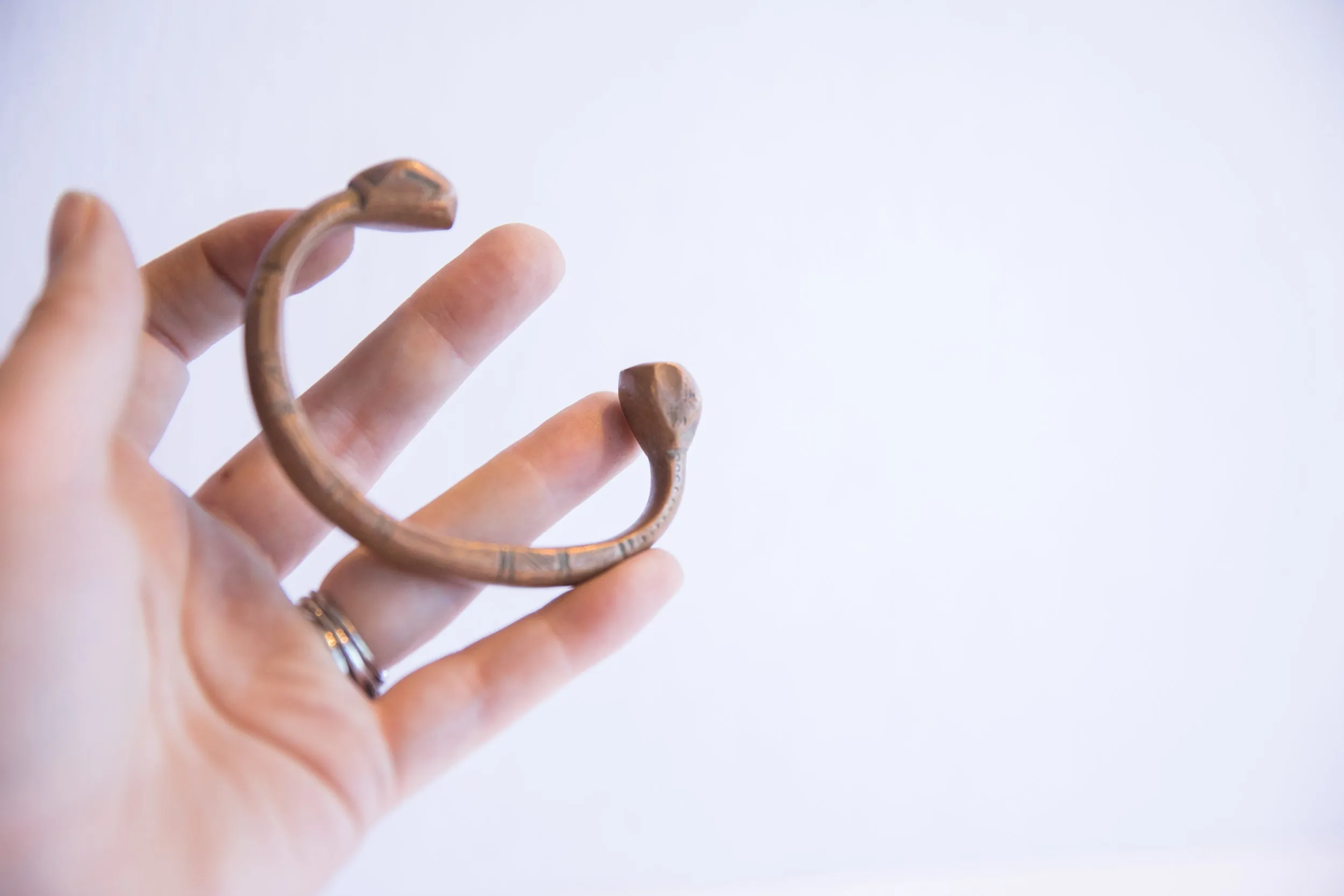 Antique African Copper Snake Cuff Bracelet