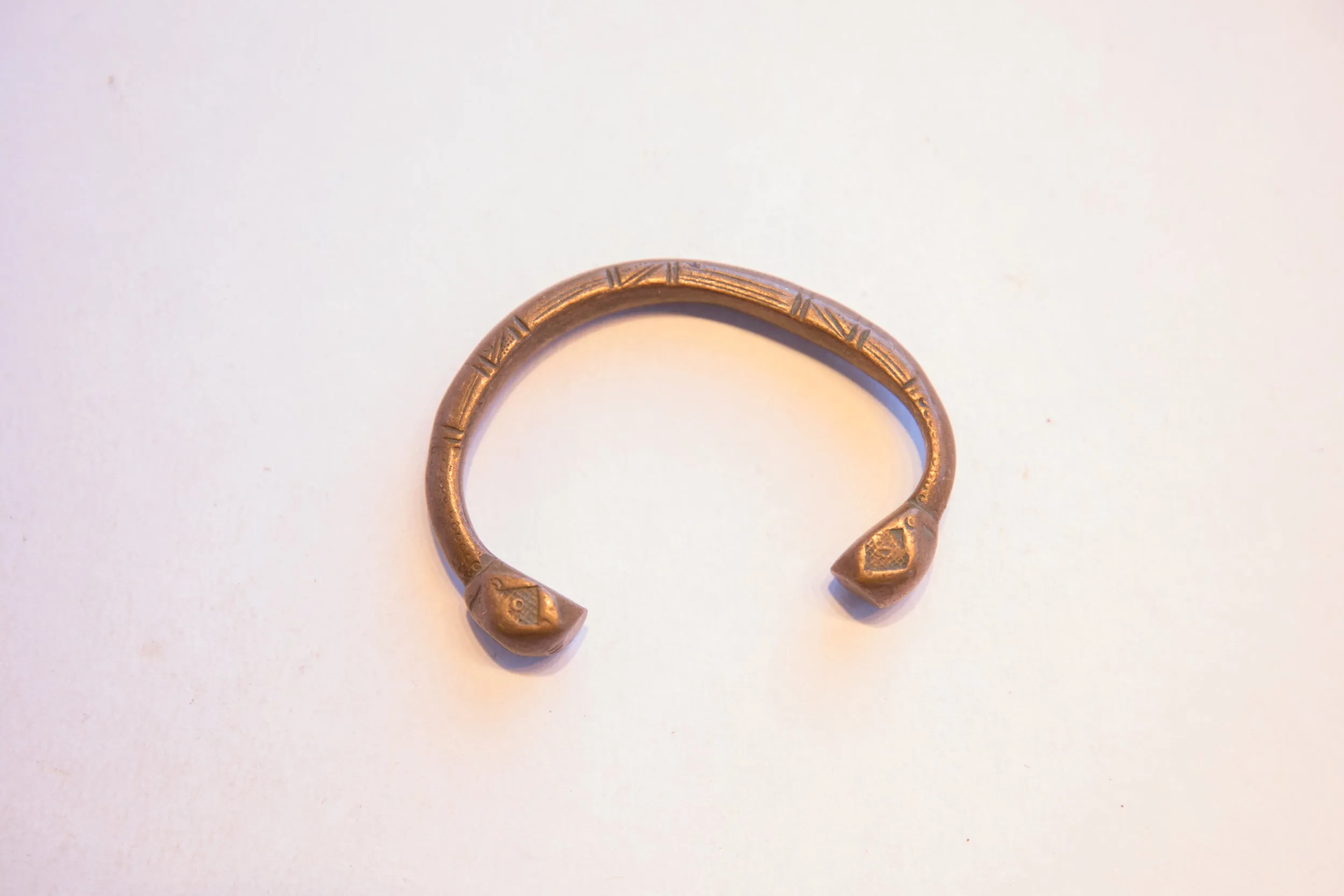 Antique African Copper Snake Cuff Bracelet