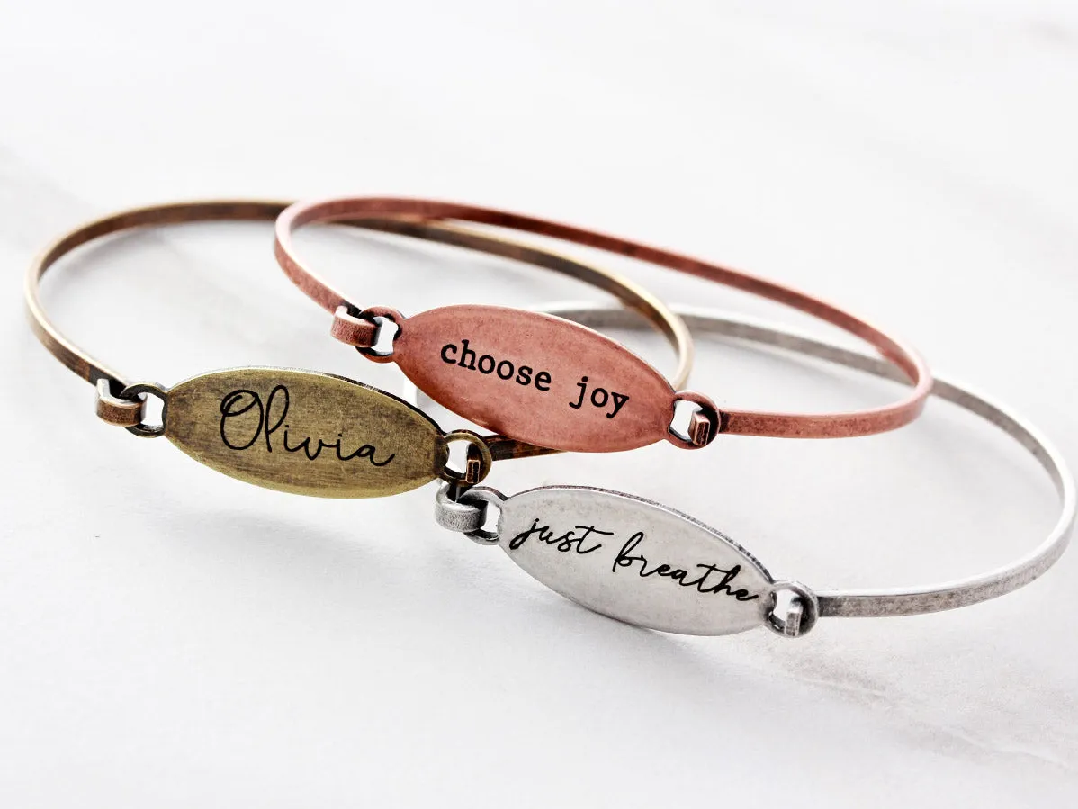 Antiqued Bracelet | Oval Bangle