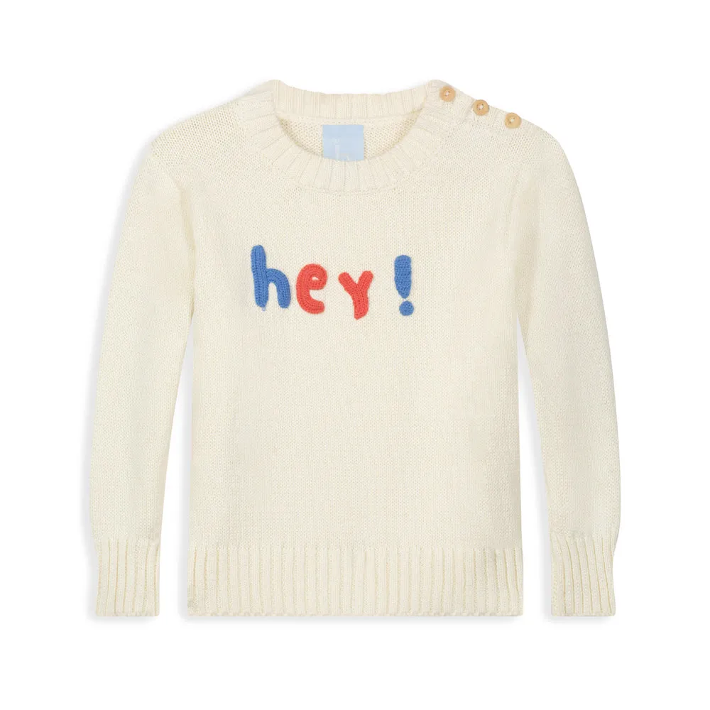 Applique Hey Pullover -- Ivory