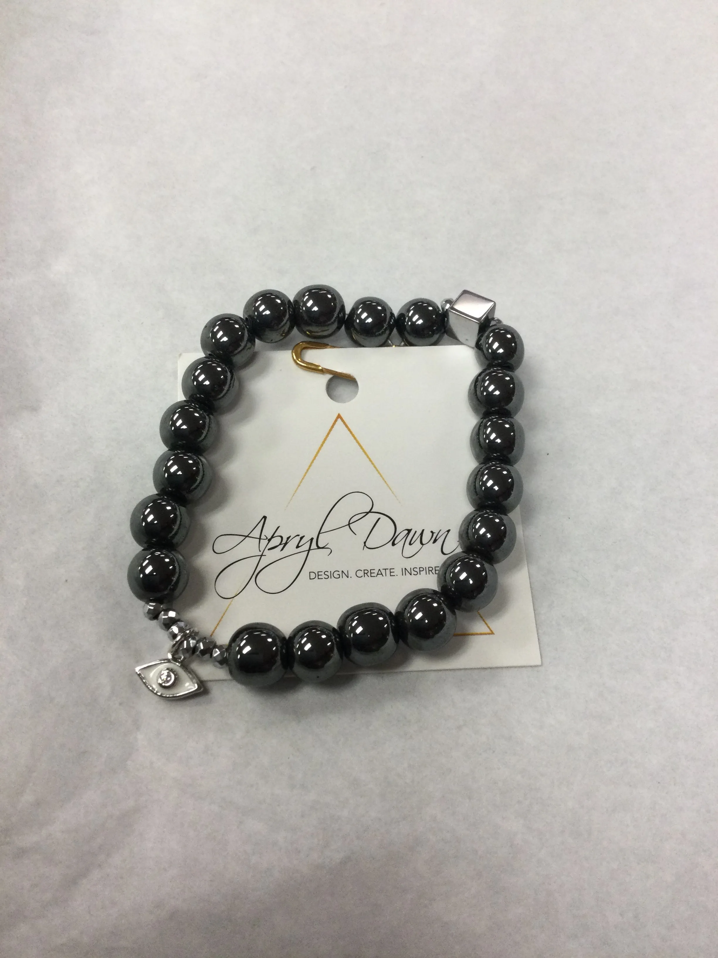 Apryl Dawn Matte Crystal Bracelet with Evil Eye Charm