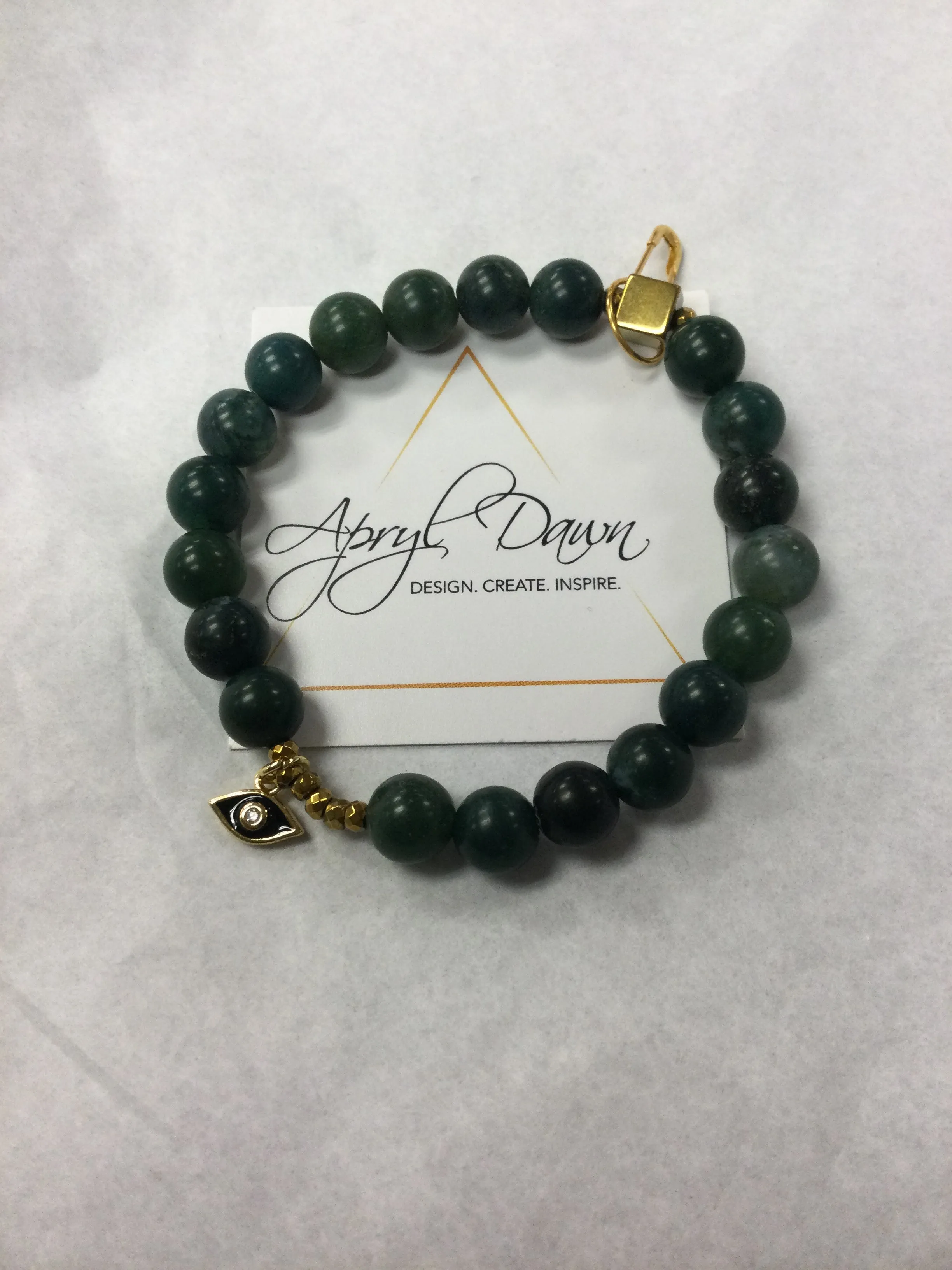 Apryl Dawn Matte Crystal Bracelet with Evil Eye Charm