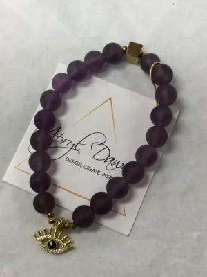 Apryl Dawn Matte Crystal Bracelet with Evil Eye Charm