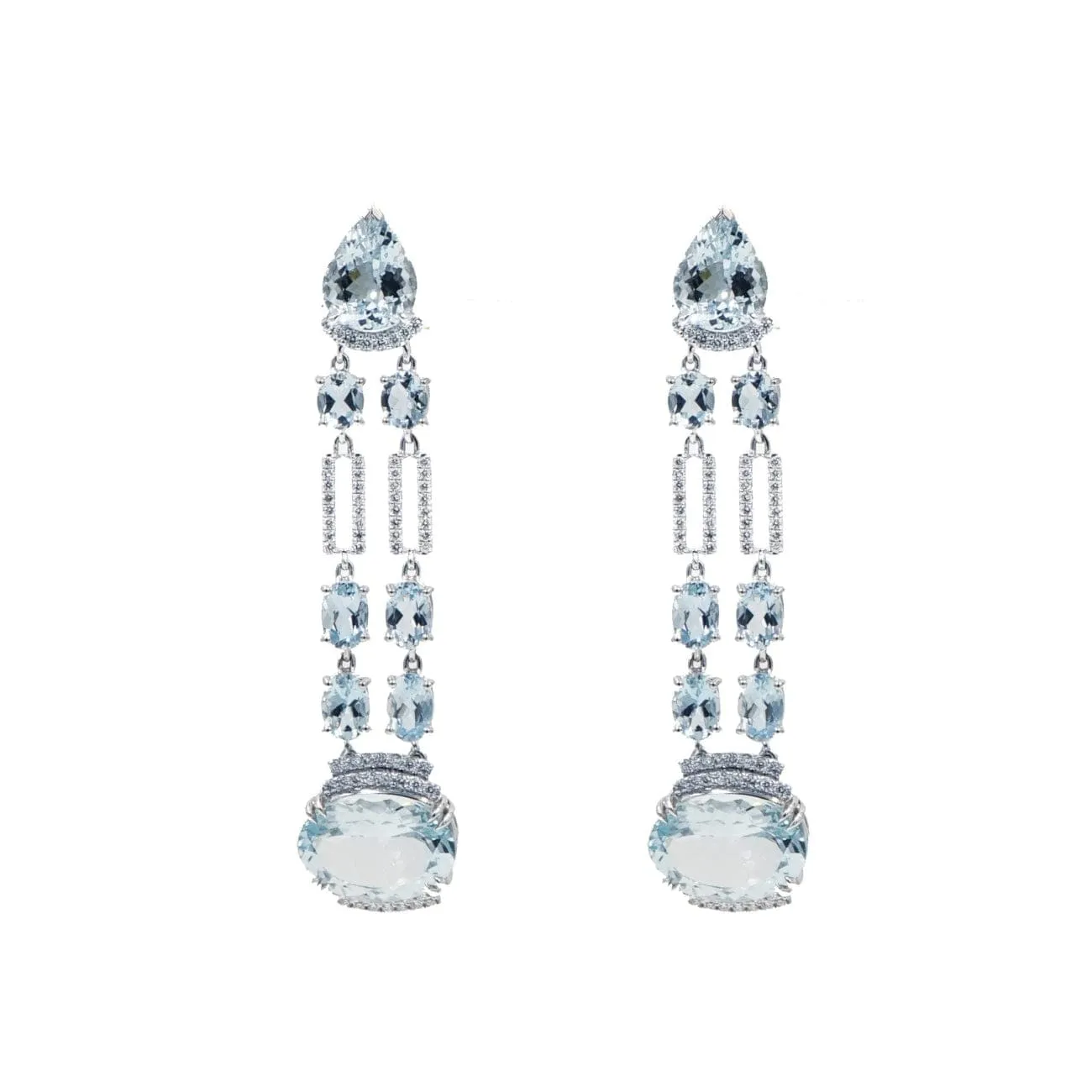 Aquamarine & Diamond Chandelier Earrings