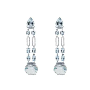 Aquamarine & Diamond Chandelier Earrings