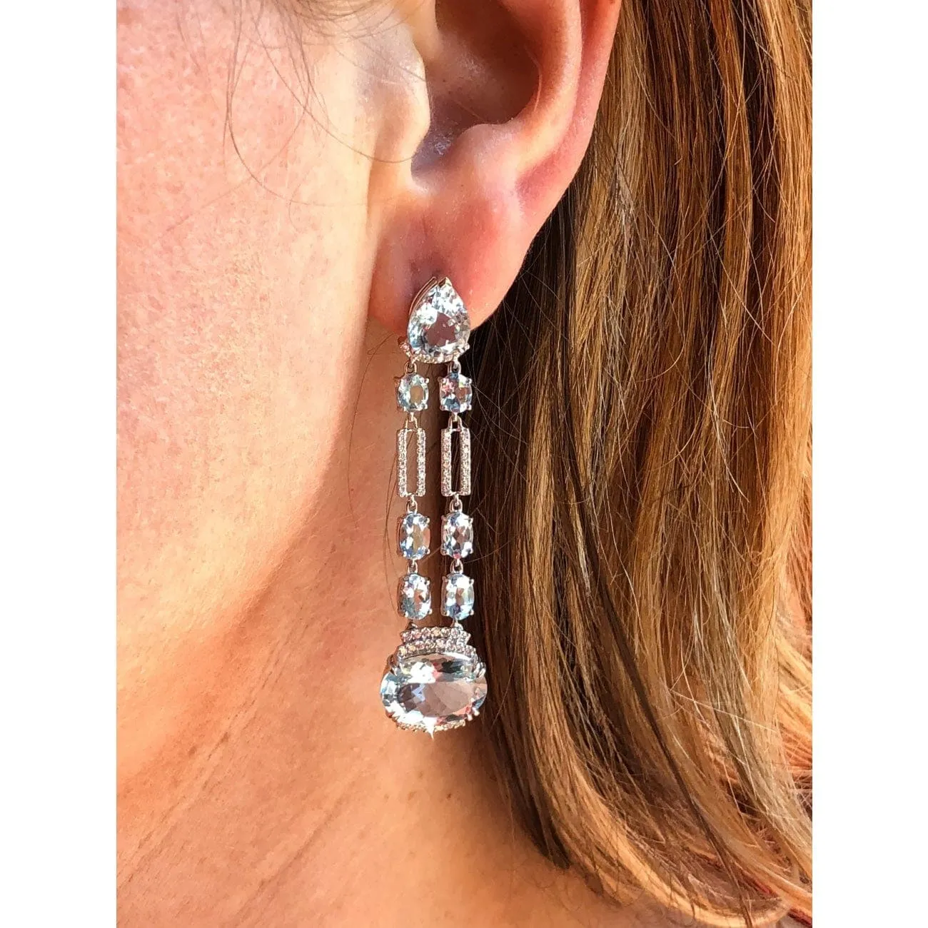 Aquamarine & Diamond Chandelier Earrings