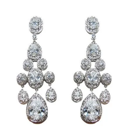 Ariana Clear Cluster Chandelier Earrings | 2.8in
