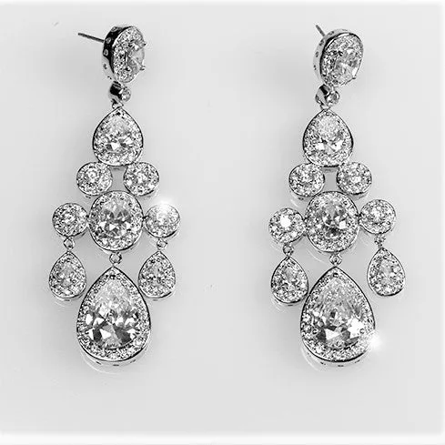 Ariana Clear Cluster Chandelier Earrings | 2.8in