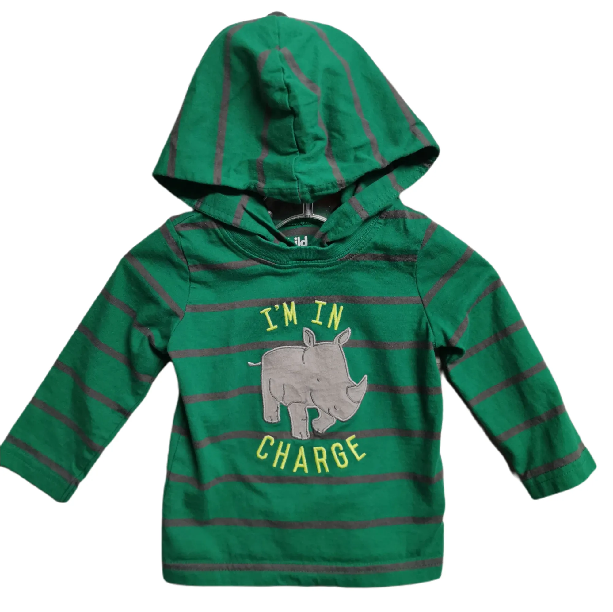 BABY BOY SIZE 12 MONTHS - CARTER'S, Graphic Pullover Hoodie T-Shirt EUC B30