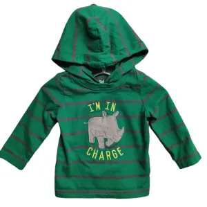 BABY BOY SIZE 12 MONTHS - CARTER'S, Graphic Pullover Hoodie T-Shirt EUC B30