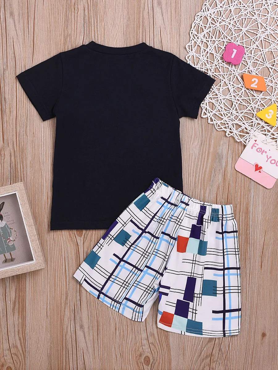 Baby Little Boys Black T-Shirt Set