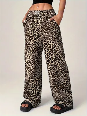 Beautiful leopard print wide leg pants with Pockets