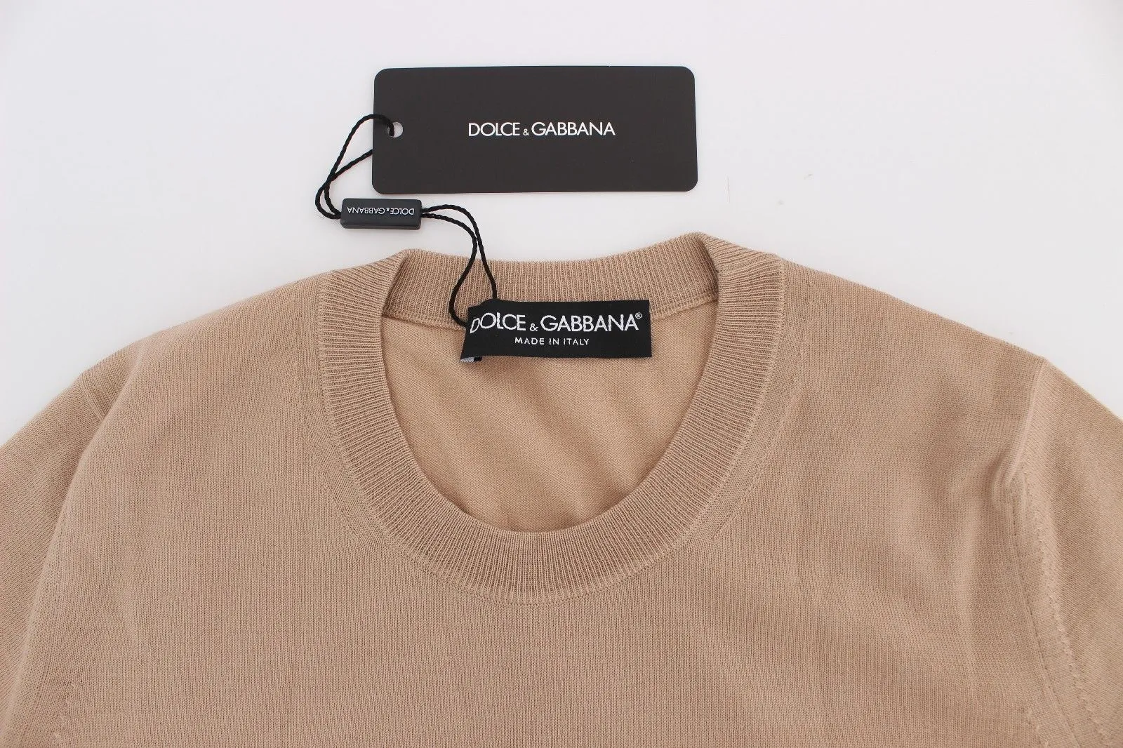 Beige Wool Black Lace Sweater Pullover