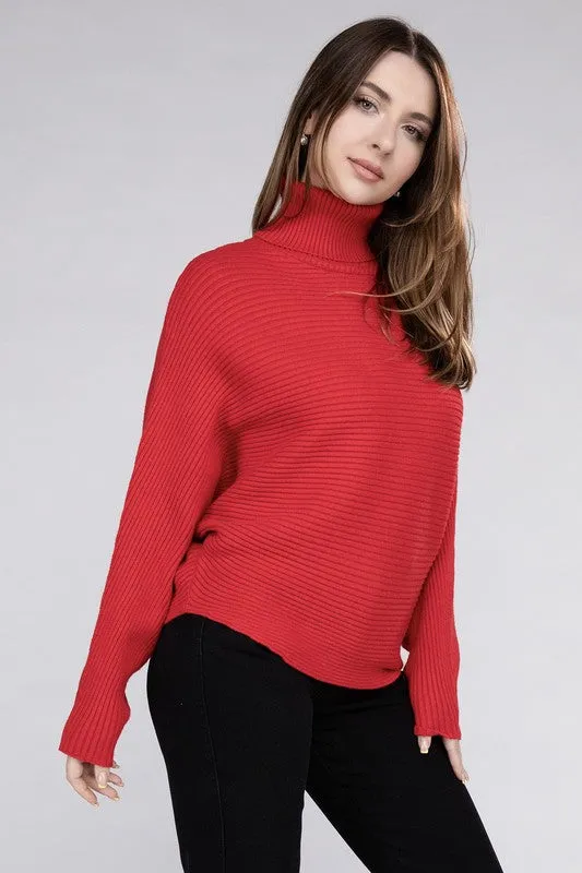 BELLA Viscose Dolman Sleeve Turtleneck Sweater