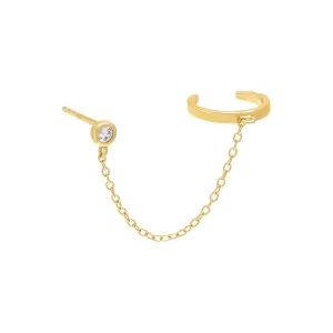 Bezel Chain Stud Ear Cuff