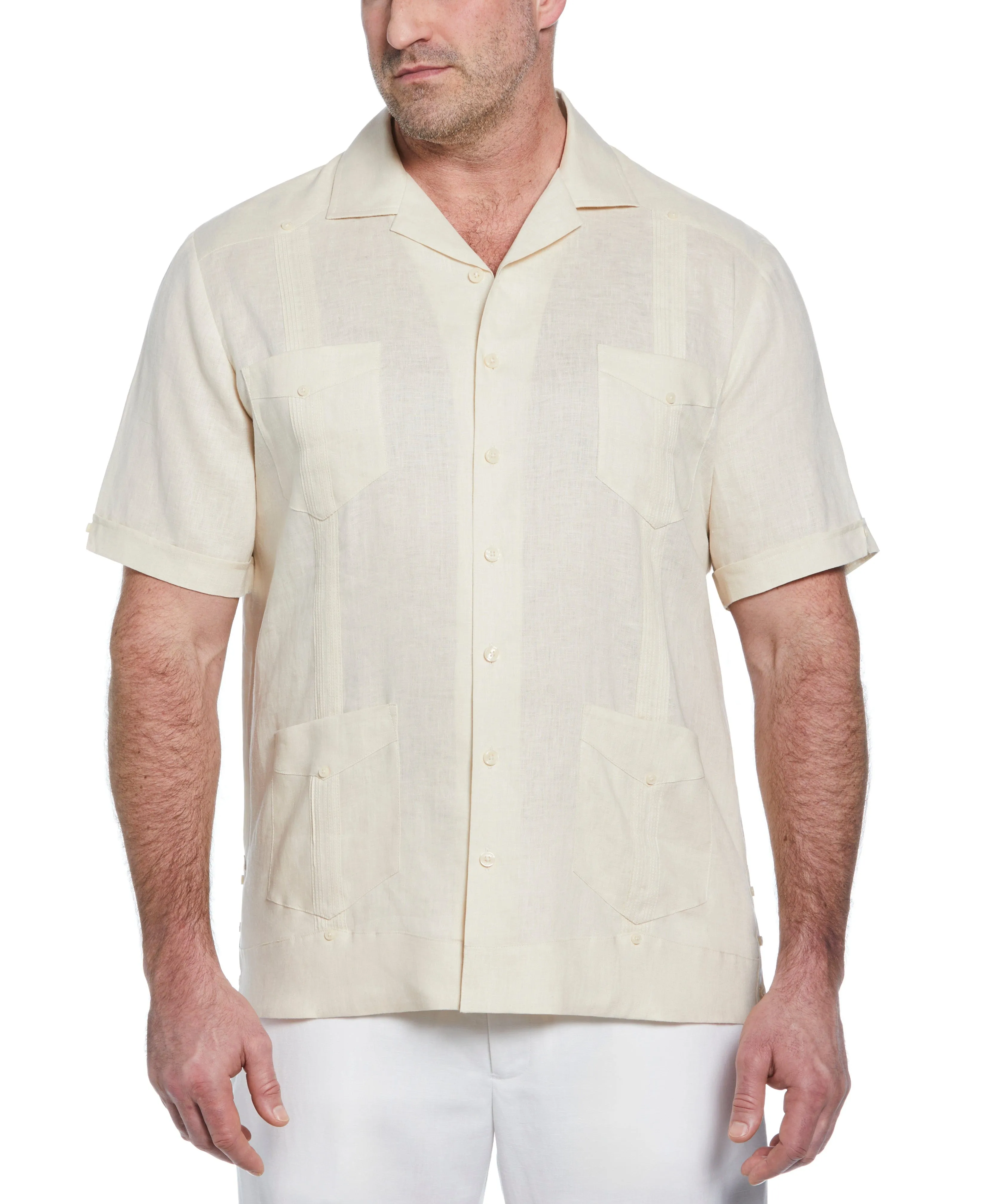 Big & Tall 100% Linen Classic Guayabera Shirt - Short Sleeve