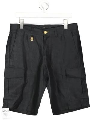 Billionaire Black 100% Linen Shorts UK L