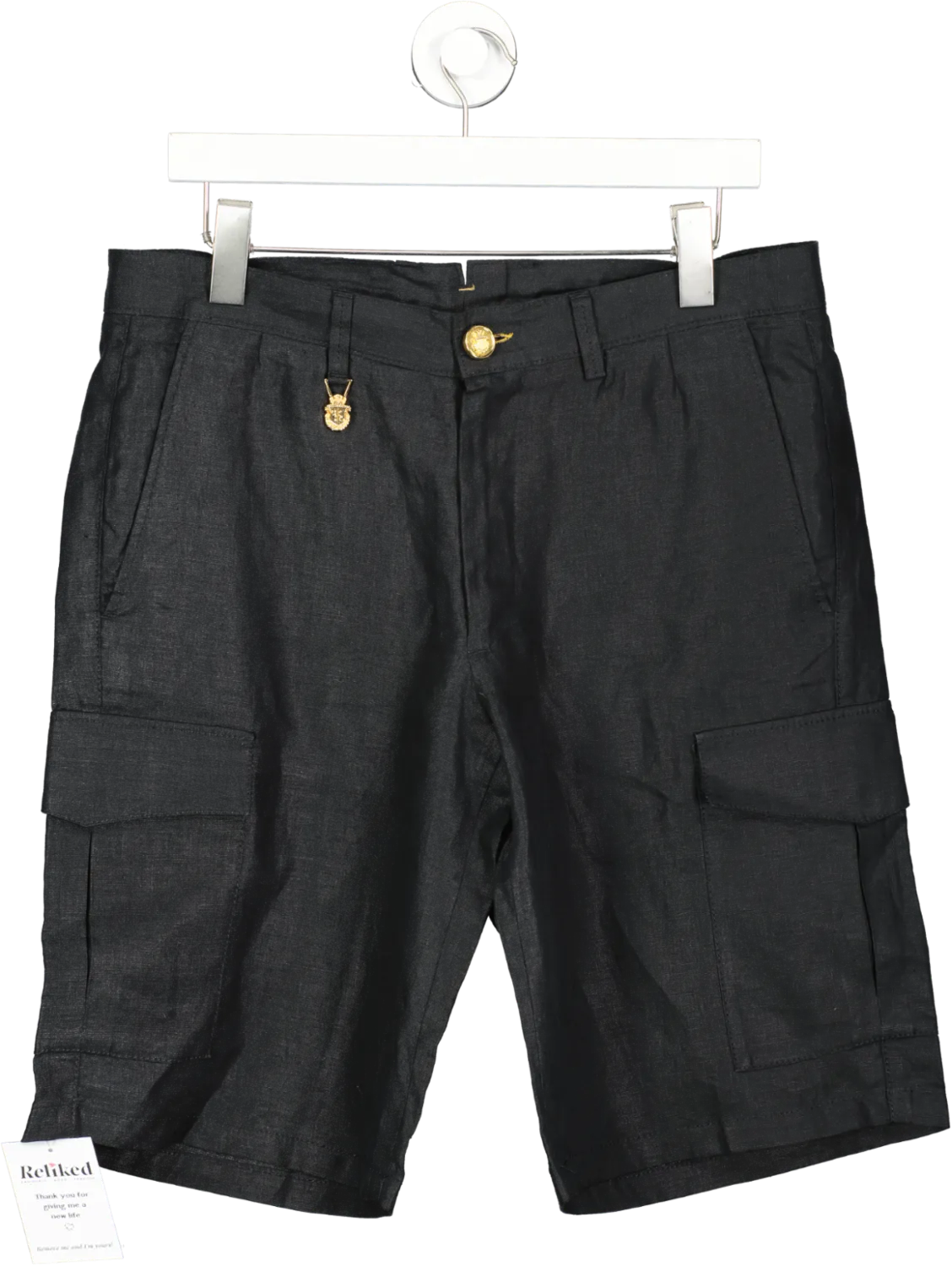 Billionaire Black 100% Linen Shorts UK L