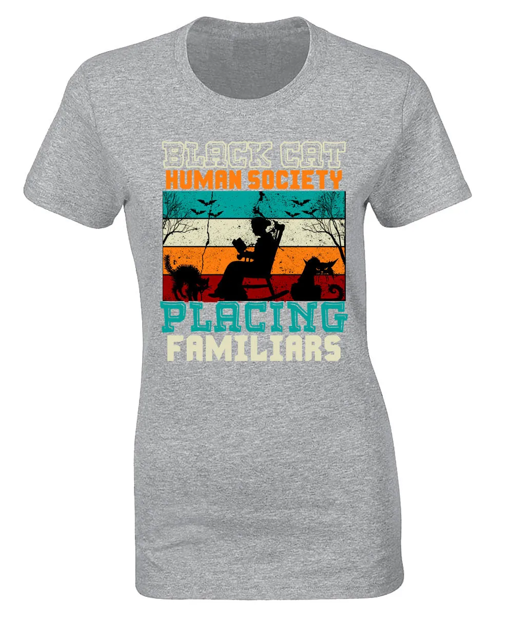 Black cat human society Halloween women t-shirt