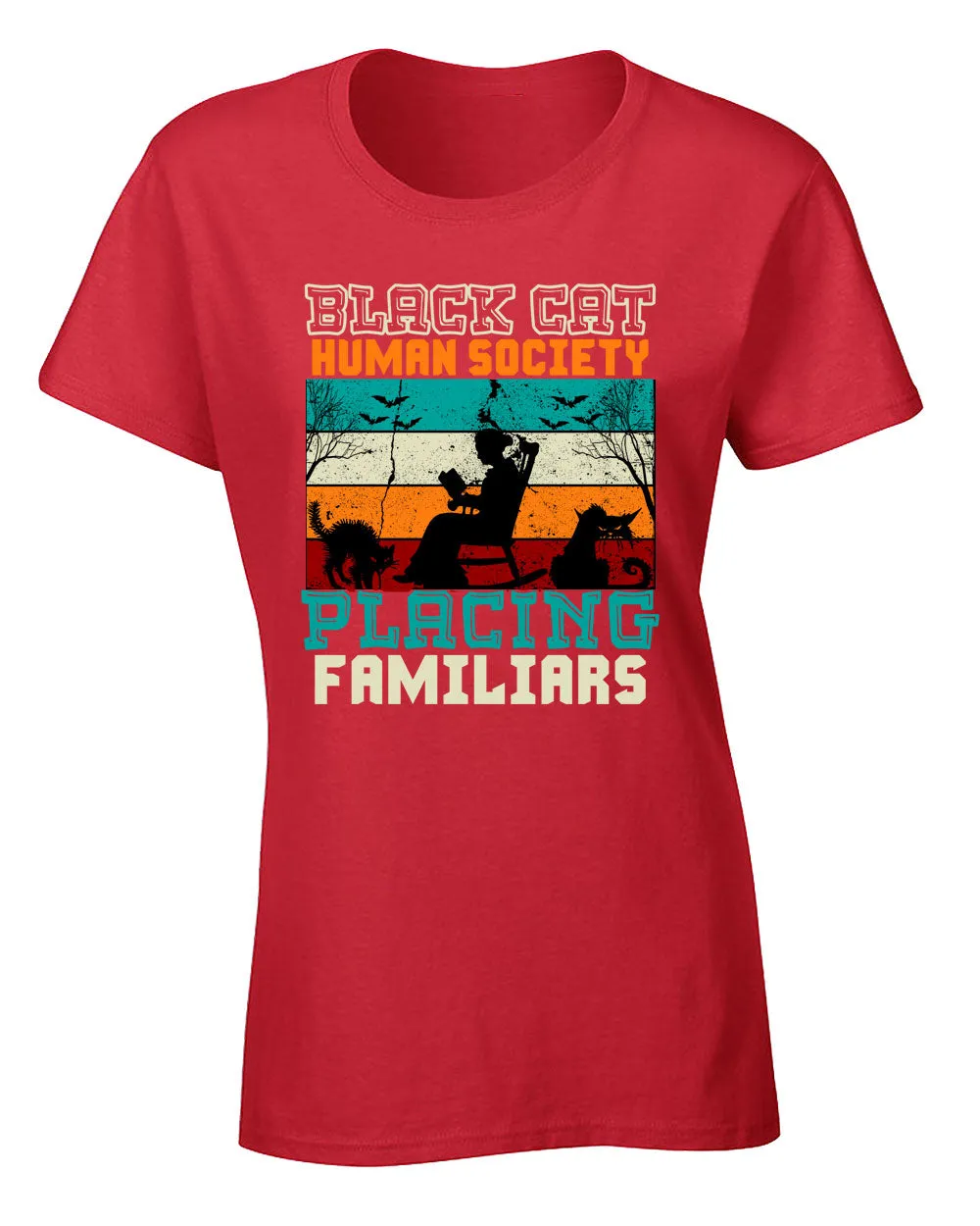 Black cat human society Halloween women t-shirt