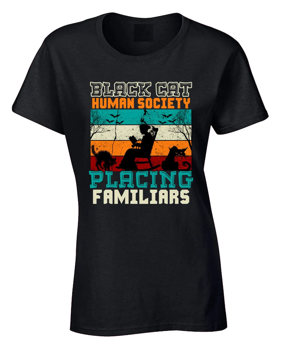 Black cat human society Halloween women t-shirt