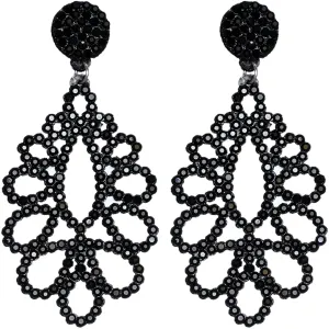 Black Chandelier Teardrop Felt Earrings