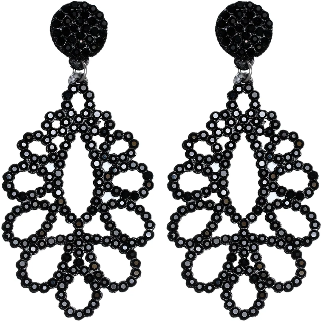 Black Chandelier Teardrop Felt Earrings