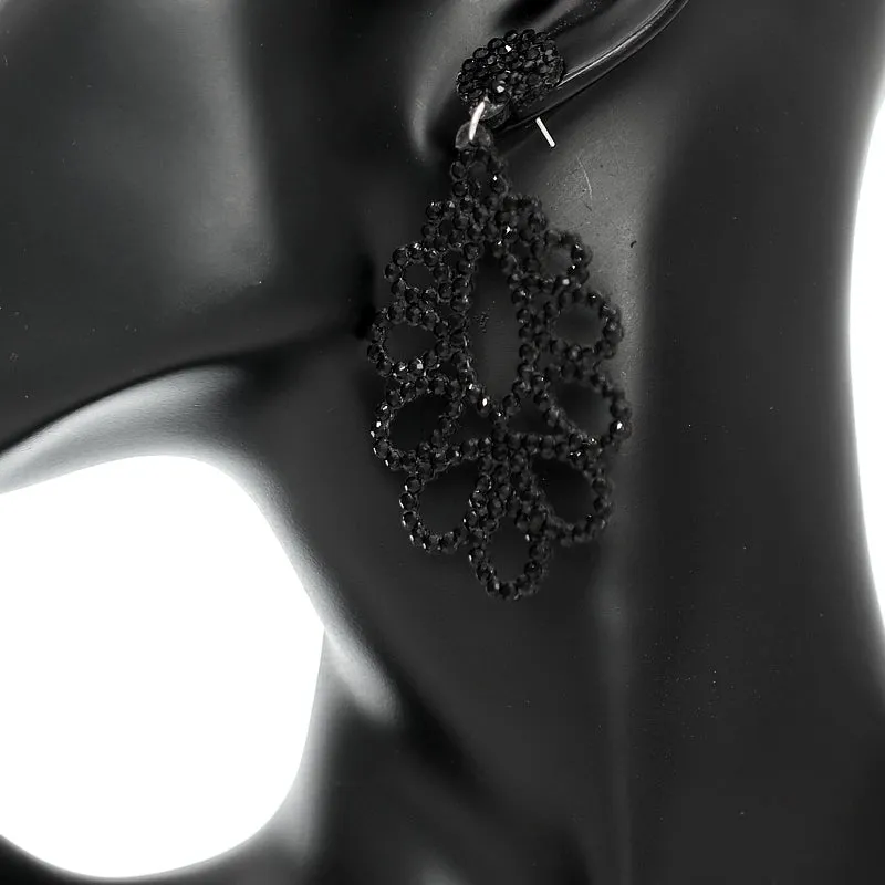 Black Chandelier Teardrop Felt Earrings