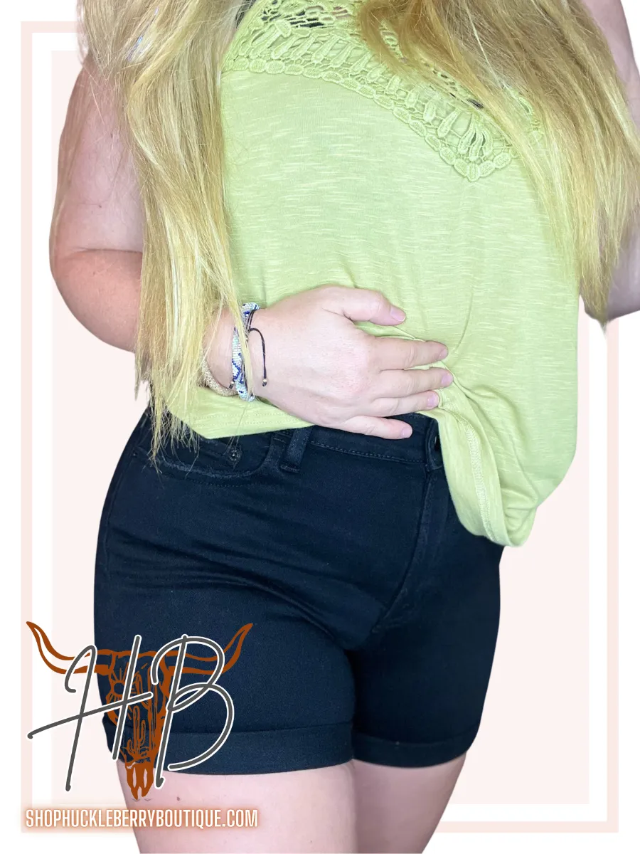 Black Cuffed Shorts