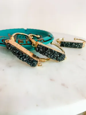 Black Druzy Bar Cuff