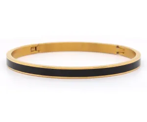Black Enamel Gold Bangle Bracelet