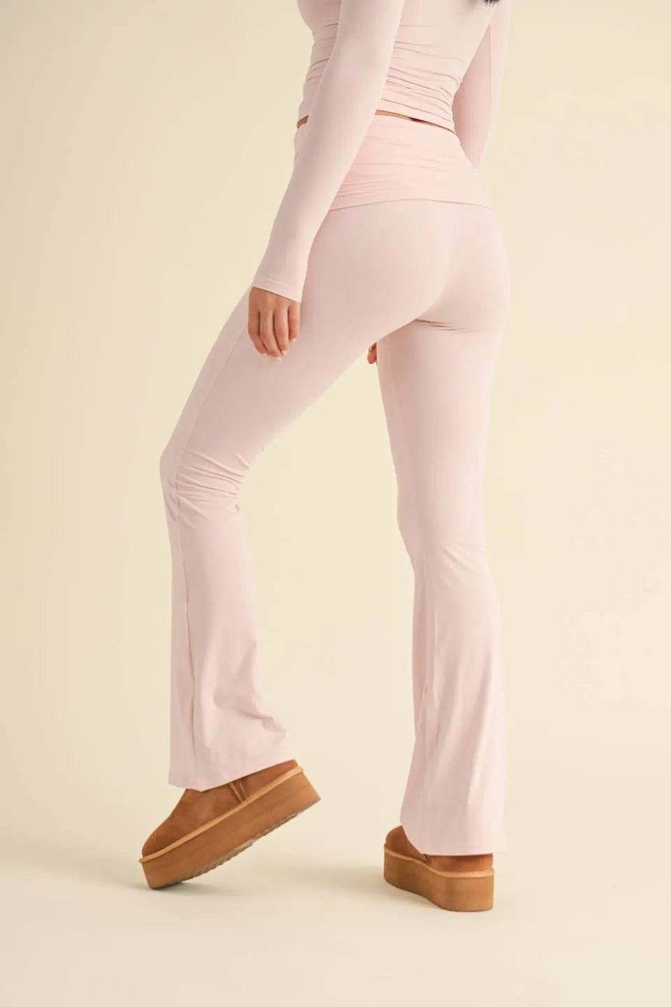Black Foldover Flare Pants