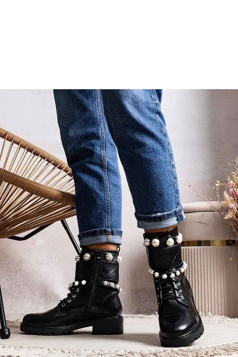 Black lace-up women's ankle boots