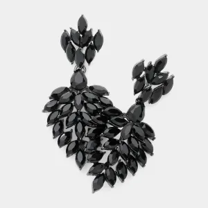 Black Marquise Cluster Stone Chandelier Earrings | Pageant Earrings | Prom Earrings |  604680