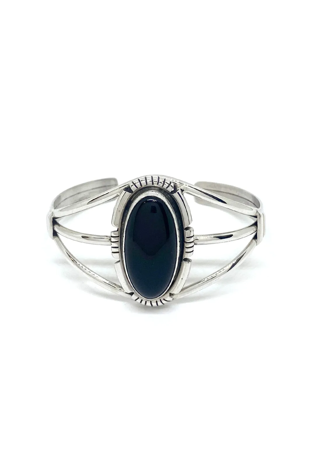Black Onyx and Sterling Silver Cuff Bracelet