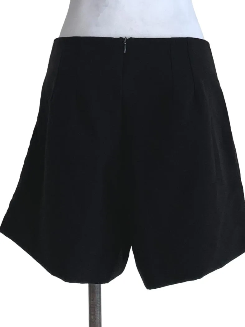 Black Plain High-Waisted Shorts