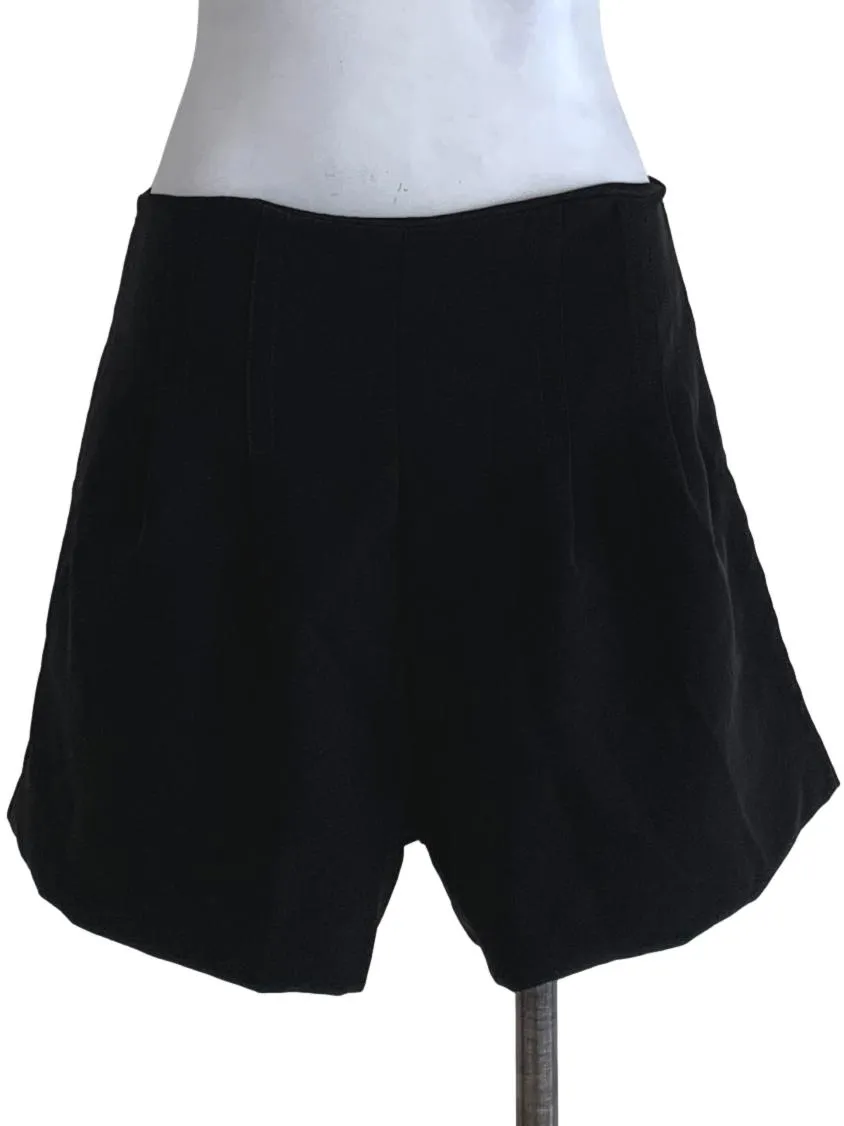 Black Plain High-Waisted Shorts