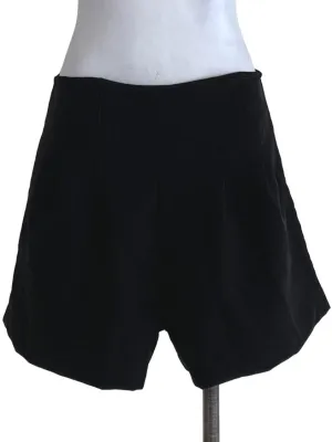 Black Plain High-Waisted Shorts