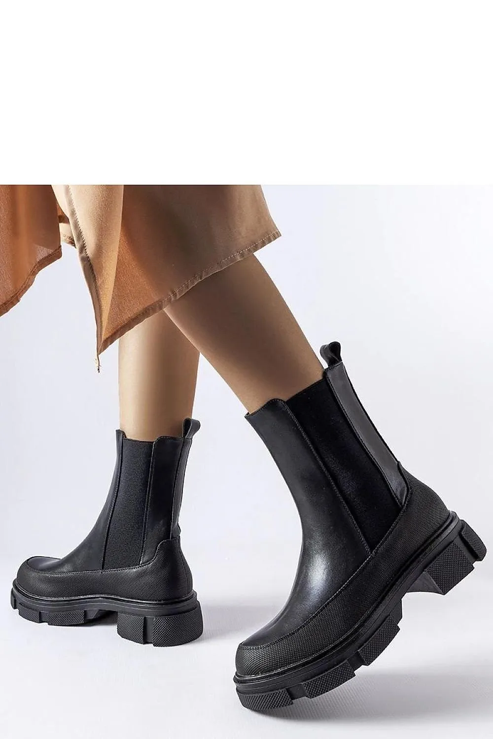 Black round toe ankle boots