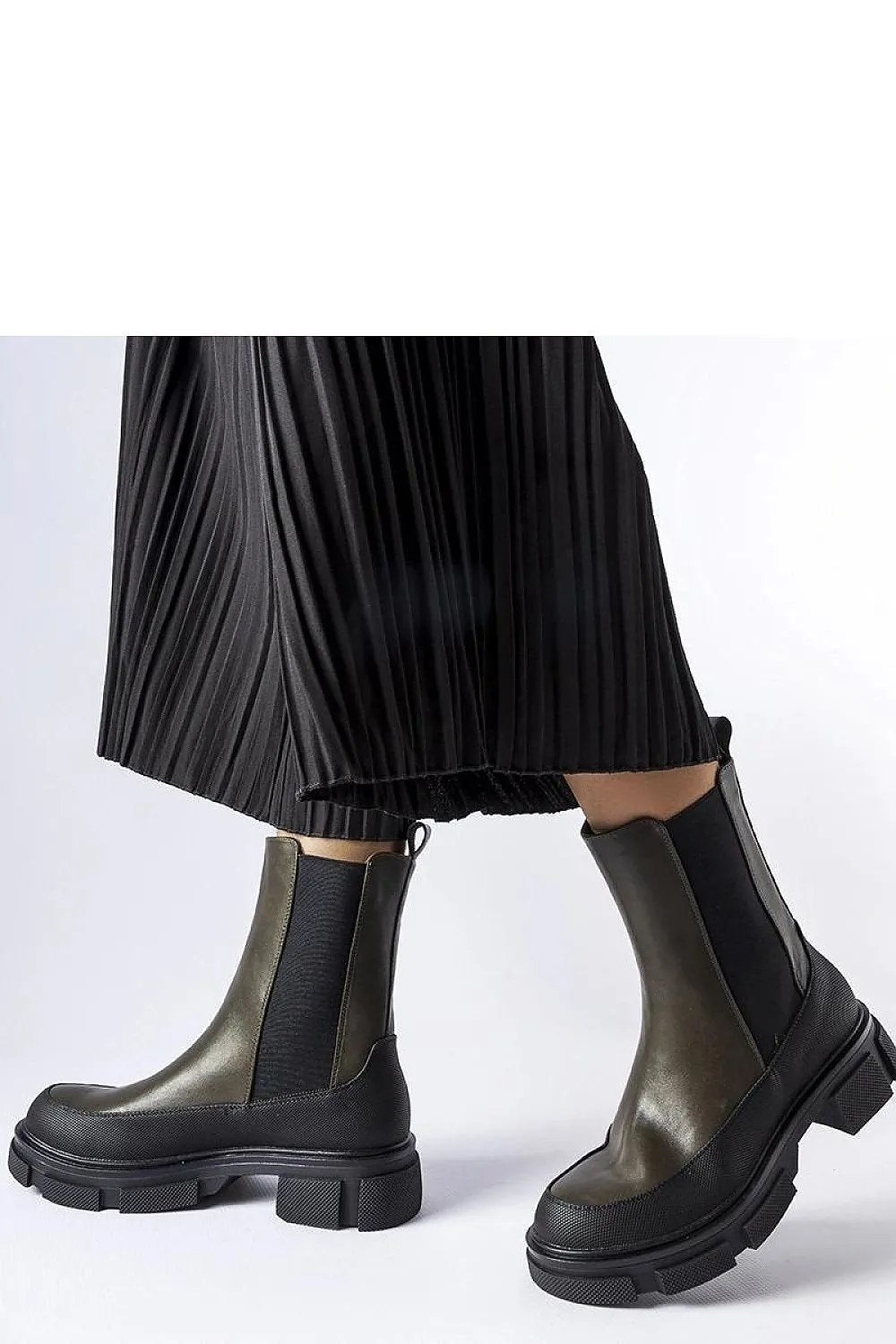 Black round toe ankle boots