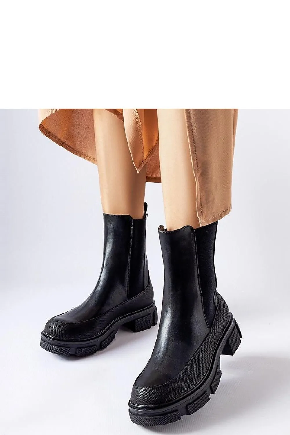 Black round toe ankle boots