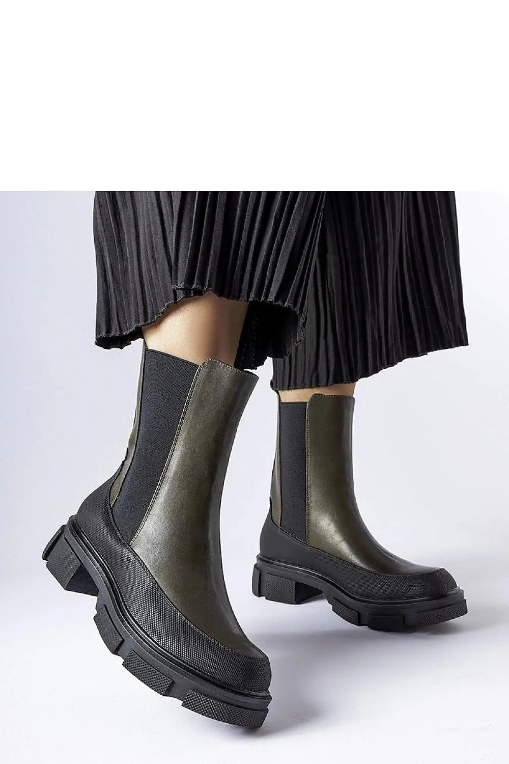 Black round toe ankle boots