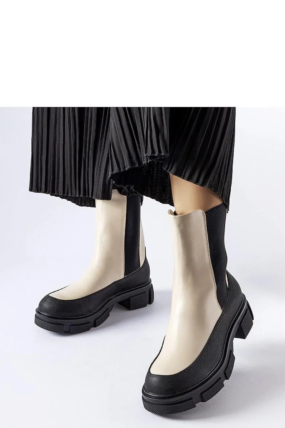 Black round toe ankle boots