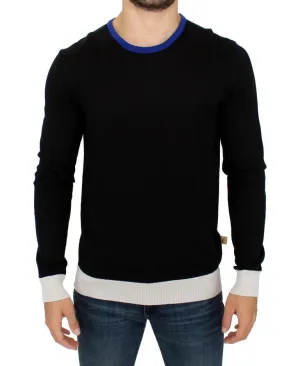 Black striped crewneck sweater