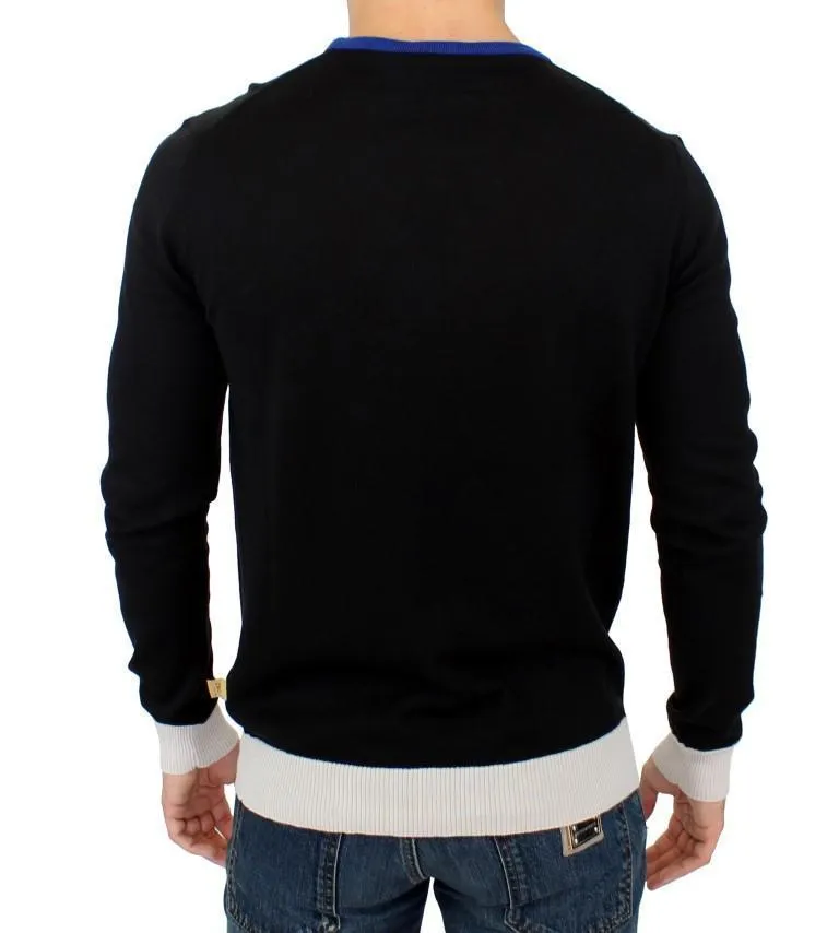 Black striped crewneck sweater