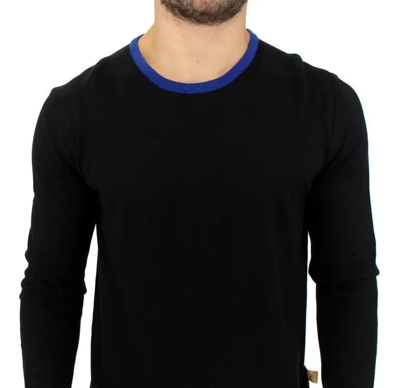 Black striped crewneck sweater