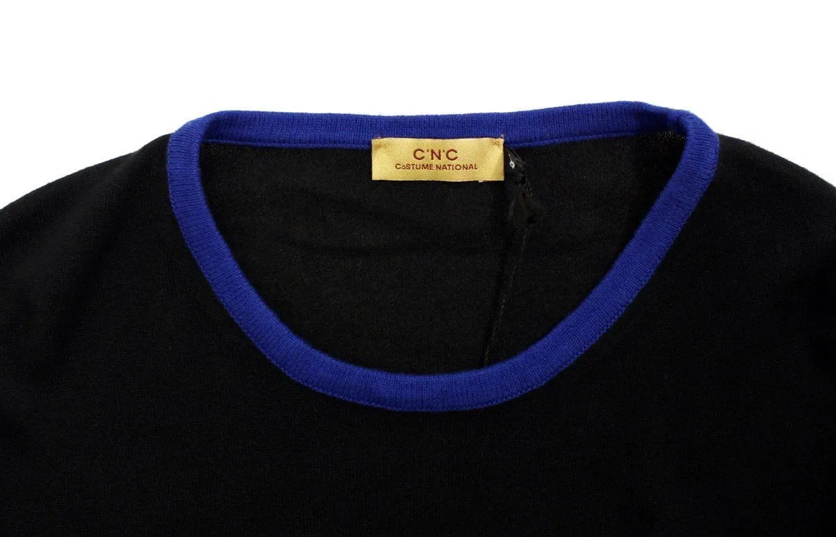 Black striped crewneck sweater