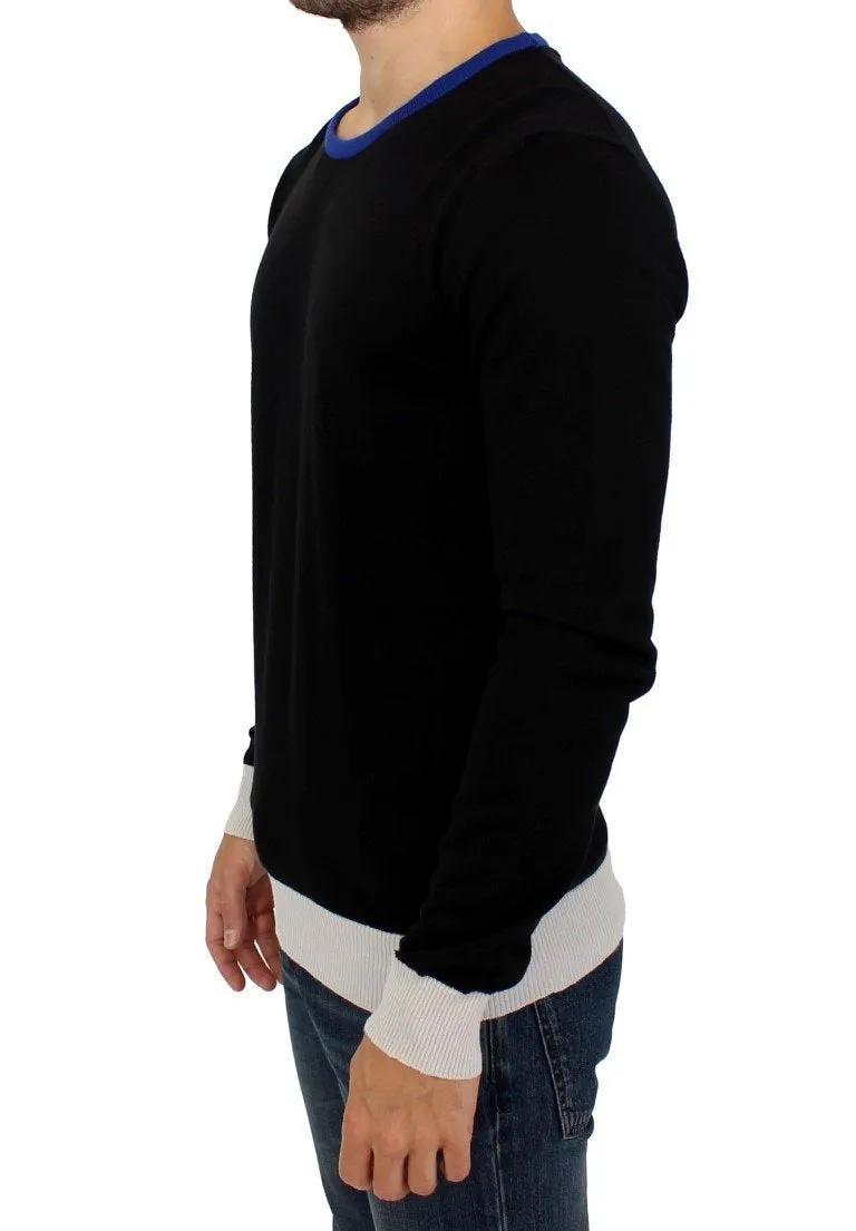 Black striped crewneck sweater