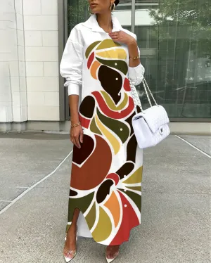 Black Woman Art Loose Shirt Button Dress